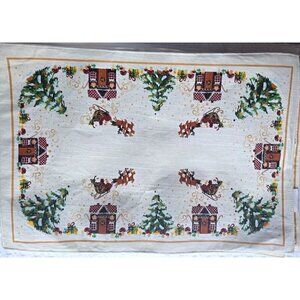 Huntington Home 4 Reversible Christmas Placemats Santa Reindeer Gingerbread Tree